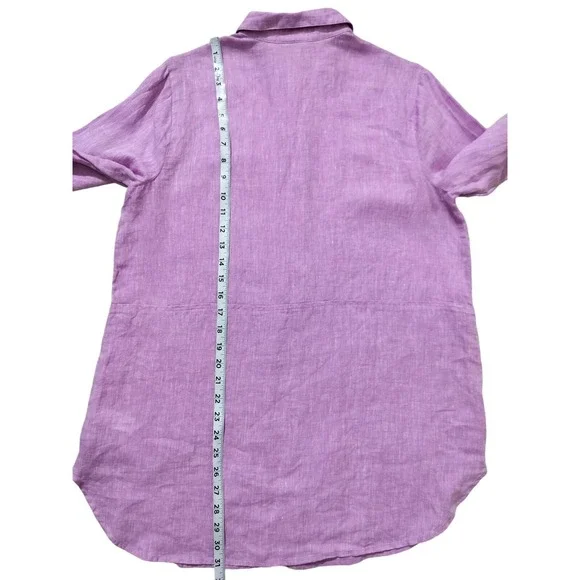 J.Jill Women's Love Linen‎ Tunic Blouse Light Purple Long Sleeve Top Size M - Picture 9 of 12